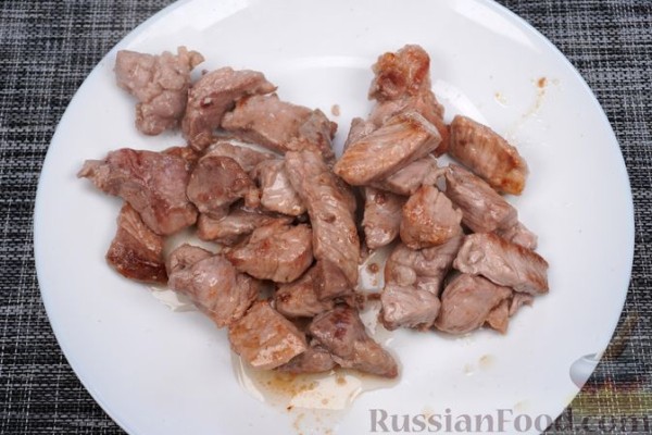 Фунчоза с мясом и баклажанами