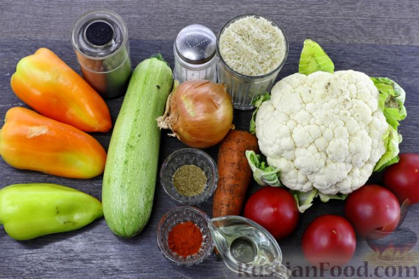 Рис с кабачками и цветной капустой