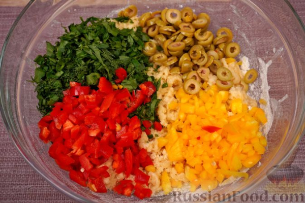 Овощные бездрожжевые пирожки "Калейдоскоп" с сыром (в духовке)