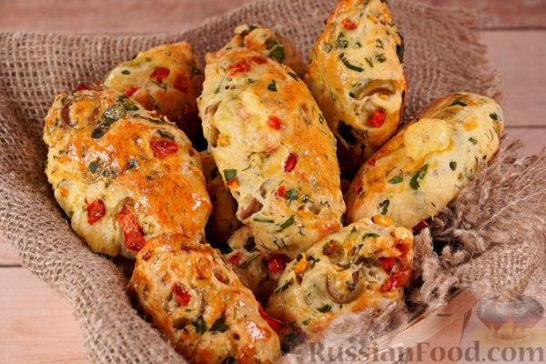 Овощные бездрожжевые пирожки "Калейдоскоп" с сыром (в духовке)
