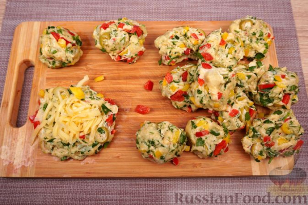 Овощные бездрожжевые пирожки "Калейдоскоп" с сыром (в духовке)