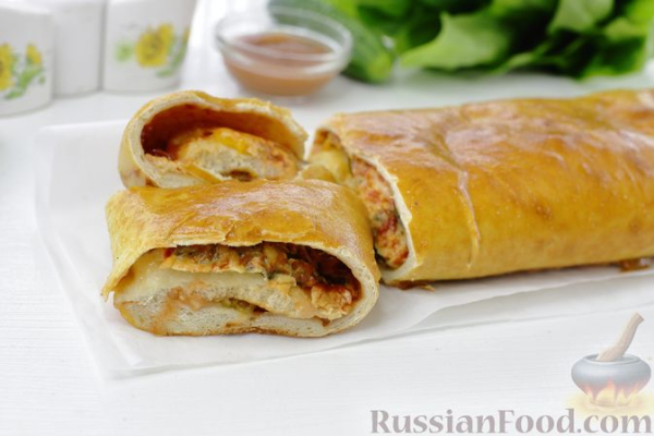 Пицца-рулет с болгарским перцем и шпинатом