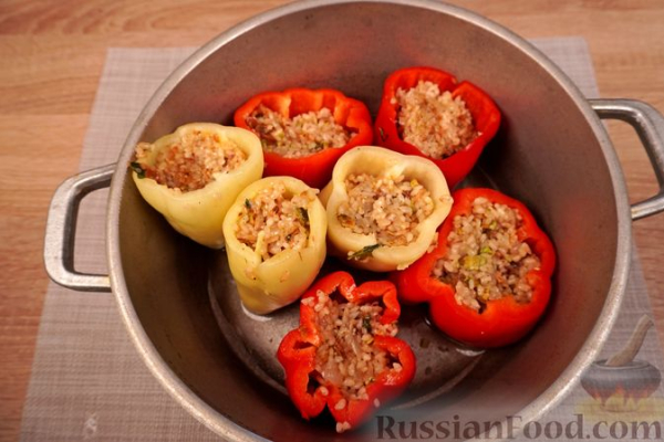 Фаршированный перец с рисом, фисташками и изюмом